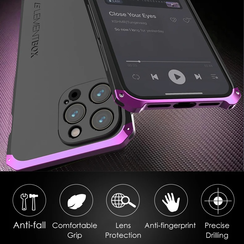 Premium iPhone Aluminum Metal Case — Anti-Collision Frame with Silicone Back Cover, Shockproof Slim Design, Water-Resistant Anti-Fingerprint Protection