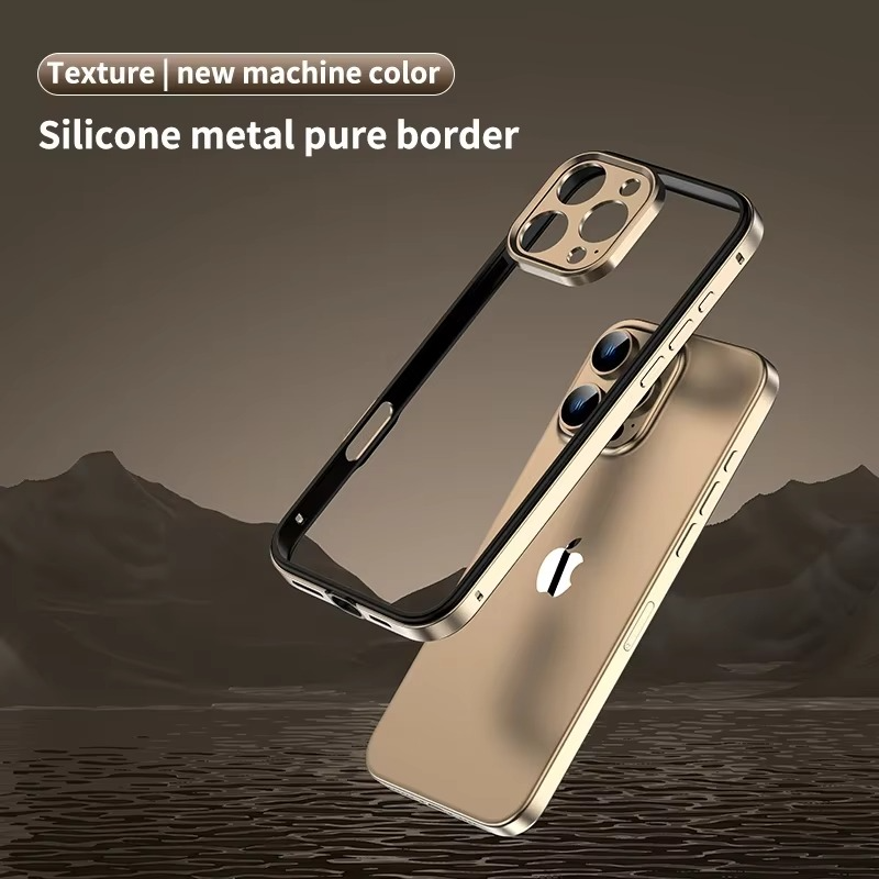 Premium iPhone Case Aluminum Metal Bumper with Silicone Frame — Hybrid Design, Camera Lens Protection, Shockproof Cover, Better Heat Dissipation, Scratch-Resistant