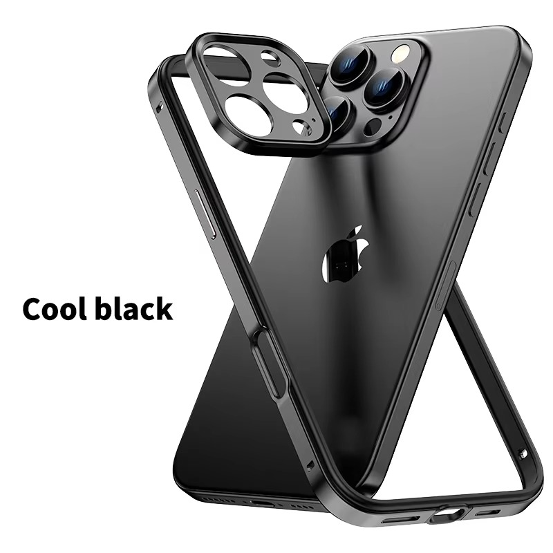 Premium iPhone Case Aluminum Metal Bumper with Silicone Frame — Hybrid Design, Camera Lens Protection, Shockproof Cover, Better Heat Dissipation, Scratch-Resistant