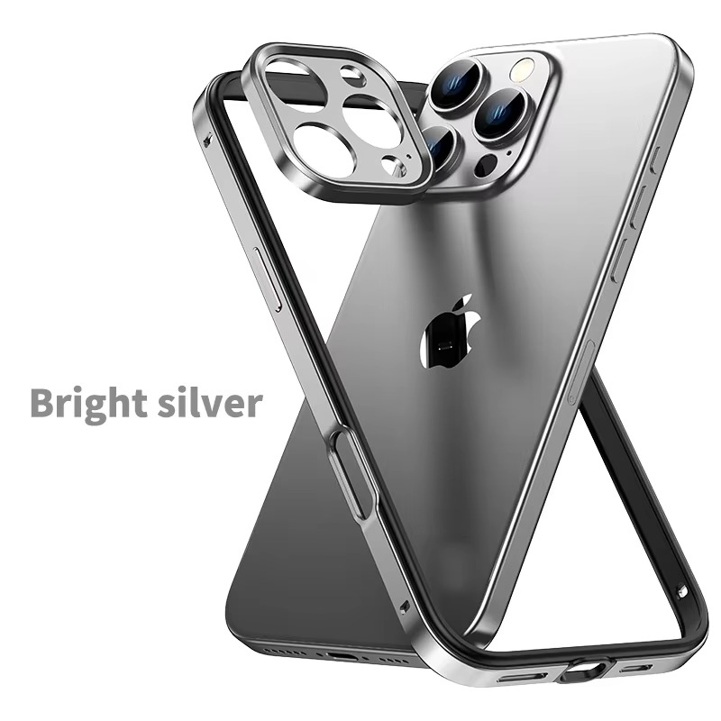 Premium iPhone Case Aluminum Metal Bumper with Silicone Frame — Hybrid Design, Camera Lens Protection, Shockproof Cover, Better Heat Dissipation, Scratch-Resistant