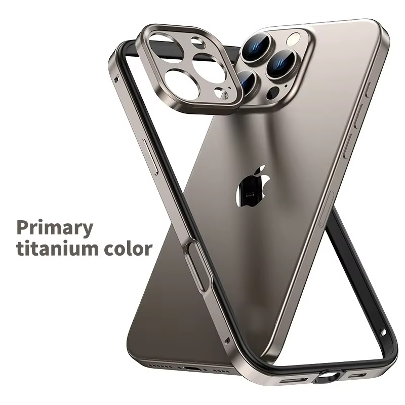 Premium iPhone Case Aluminum Metal Bumper with Silicone Frame — Hybrid Design, Camera Lens Protection, Shockproof Cover, Better Heat Dissipation, Scratch-Resistant