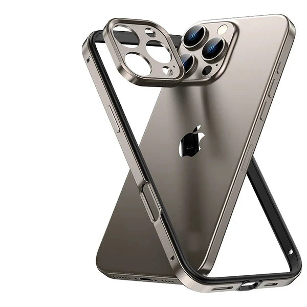 Premium iPhone Case Aluminum Metal Bumper with Silicone Frame — Hybrid Design, Camera Lens Protection, Shockproof Cover, Better Heat Dissipation, Scratch-Resistant