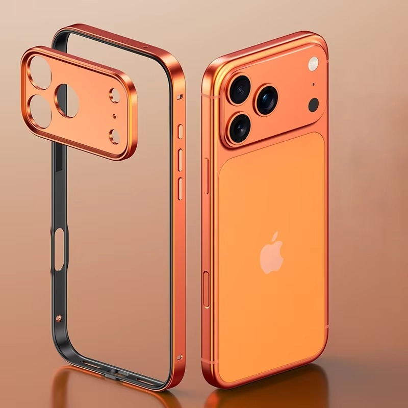 Premium iPhone Case Aluminum Metal Bumper with Silicone Frame — Hybrid Design, Camera Lens Protection, Shockproof Cover, Better Heat Dissipation, Scratch-Resistant