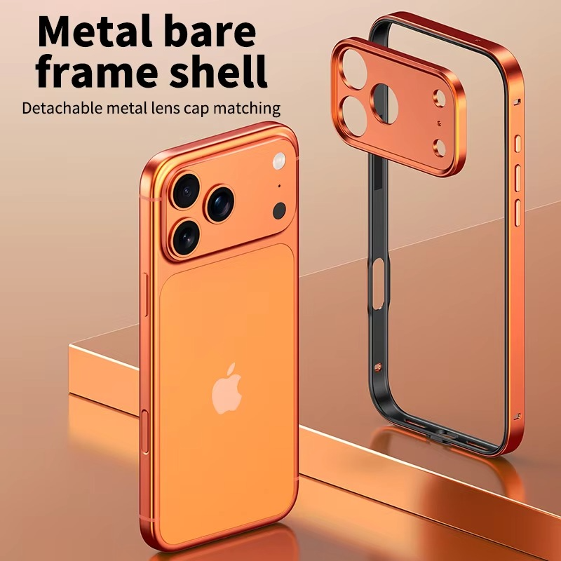 Premium iPhone Case Aluminum Metal Bumper with Silicone Frame — Hybrid Design, Camera Lens Protection, Shockproof Cover, Better Heat Dissipation, Scratch-Resistant