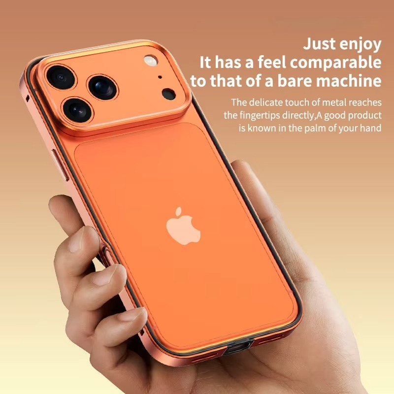 Premium iPhone Case Aluminum Metal Bumper with Silicone Frame — Hybrid Design, Camera Lens Protection, Shockproof Cover, Better Heat Dissipation, Scratch-Resistant