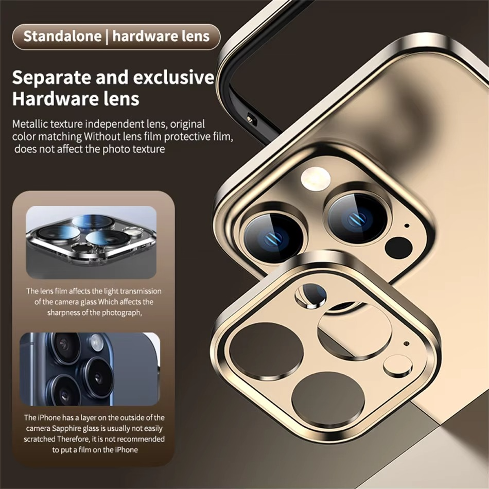 Premium iPhone Case Aluminum Metal Bumper with Silicone Frame — Hybrid Design, Camera Lens Protection, Shockproof Cover, Better Heat Dissipation, Scratch-Resistant