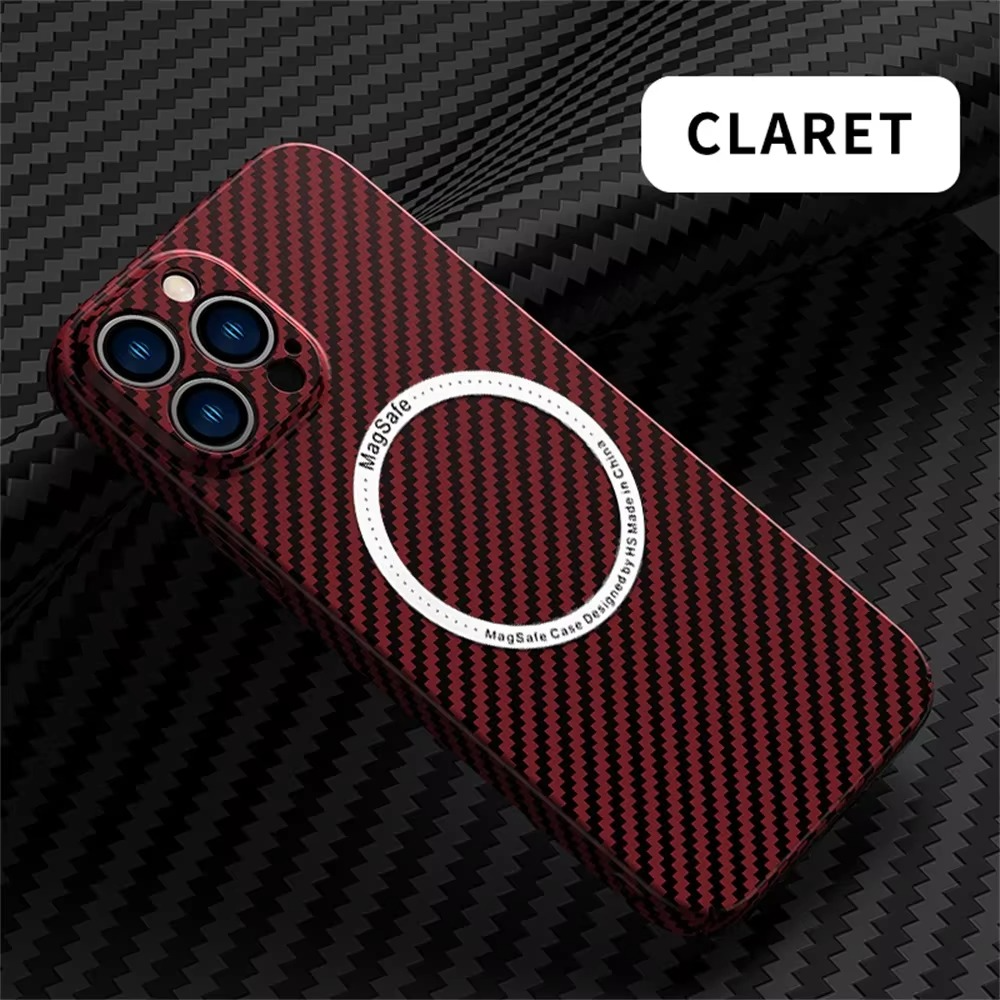 Premium iPhone Case Carbon Fiber Textured Cover — Magnetic Hard Shell with Lens Protection, Shockproof Non-Slip Design, Scratch-Resistant and Dustproof