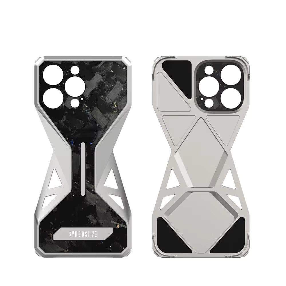 Premium iPhone Case Forged Carbon Fiber + Metal — Semi-Wrapped Shockproof Cover with Anti-Fall Lens Protection, Slim Luxury Design