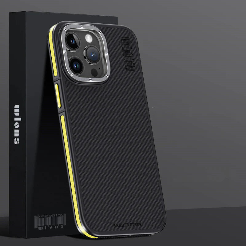 Premium iPhone Case Kevlar Carbon Fiber Cover — Magnetic Wireless Charging Compatible, Shockproof Heavy Duty Protection, Matte Anti-Fingerprint Design