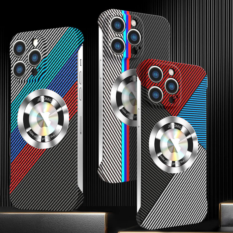 Premium iPhone Case MagSafe Compatible Carbon Fiber Cover — Frameless Thin Hard PC Design, Magnetic Wireless Charging, Matte Cooling Shockproof Protection