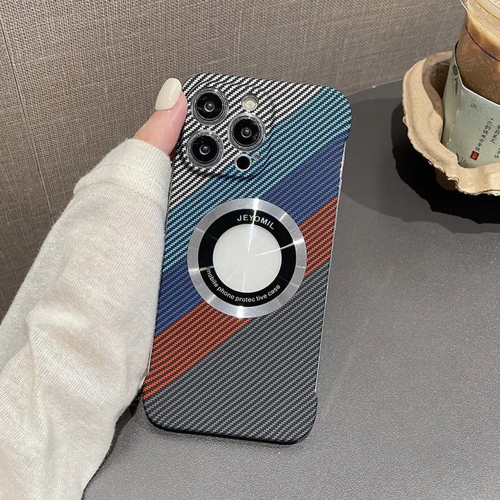 Premium iPhone Case MagSafe Compatible Carbon Fiber Cover — Frameless Thin Hard PC Design, Magnetic Wireless Charging, Matte Cooling Shockproof Protection