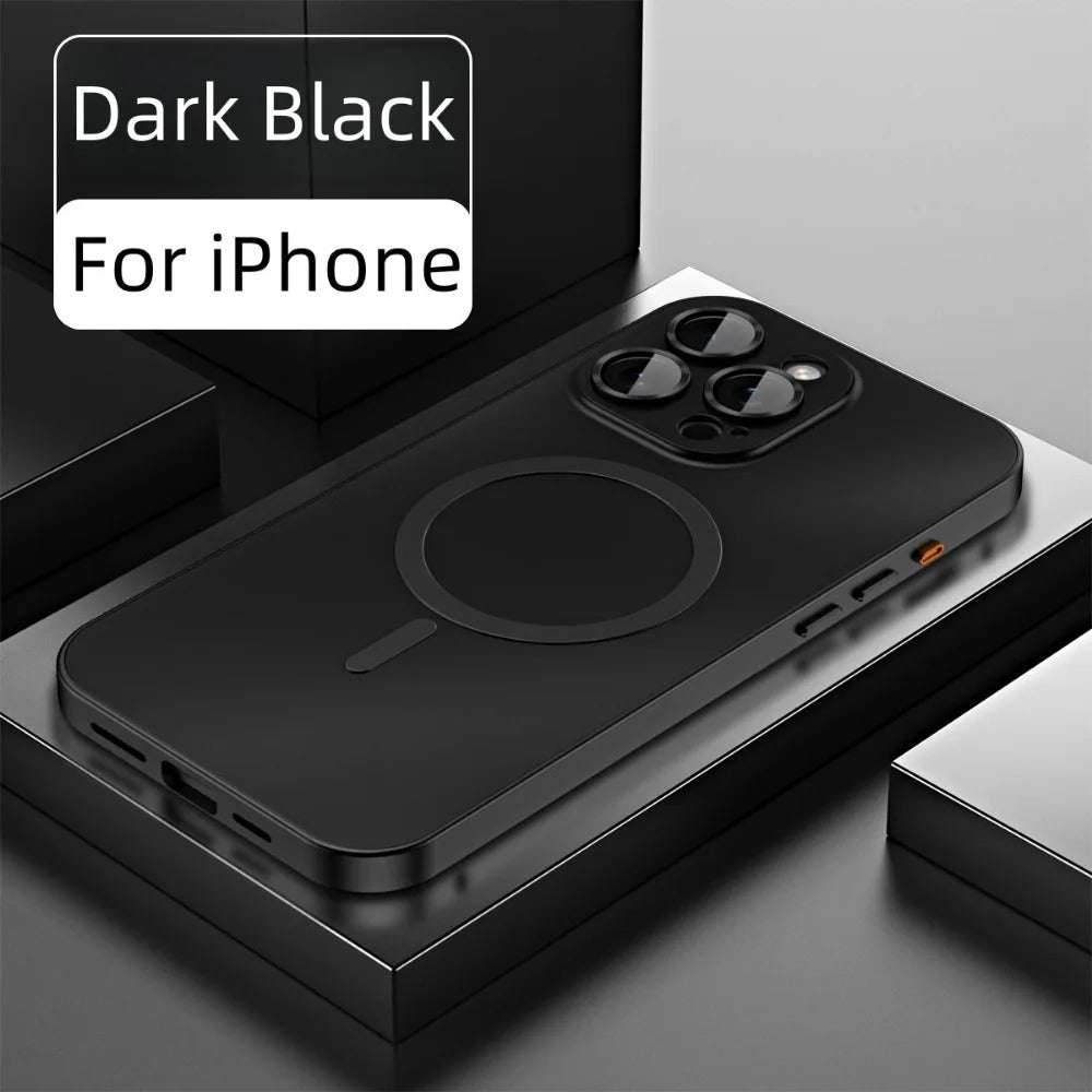 Premium iPhone Case Magnetic Aluminum Metal Frame — PC Backboard Hard Cover, MagSafe Wireless Charging Compatible, Shockproof Matte Anti-Fingerprint Design