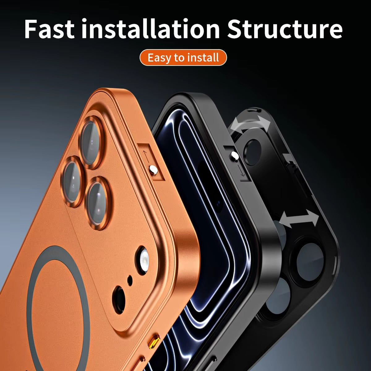 Premium iPhone Case Magnetic Aluminum Metal Frame — PC Backboard Hard Cover, MagSafe Wireless Charging Compatible, Shockproof Matte Anti-Fingerprint Design