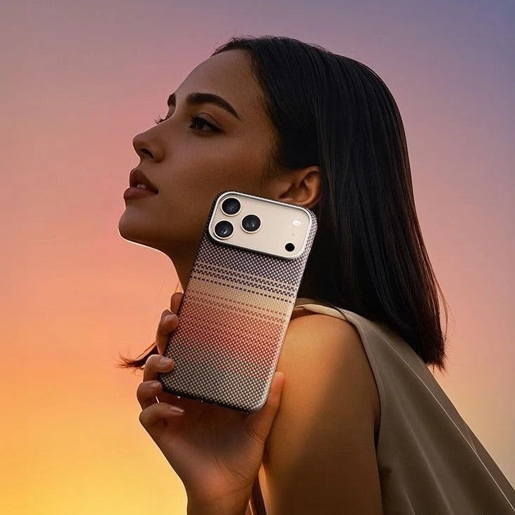 Premium iPhone Case — 100% Kevlar Aramid Carbon Fiber MagSafe Cover with Ultra-Thin Full-Coverage Protection, Matte Anti-Scratch Finish & Raised Screen/Lens Guards