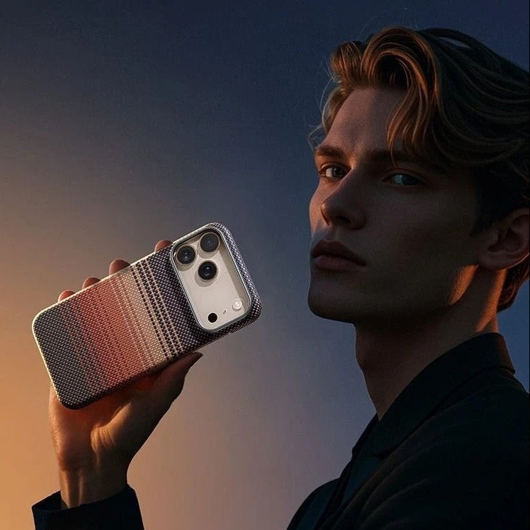 Premium iPhone Case — 100% Kevlar Aramid Carbon Fiber MagSafe Cover with Ultra-Thin Full-Coverage Protection, Matte Anti-Scratch Finish & Raised Screen/Lens Guards