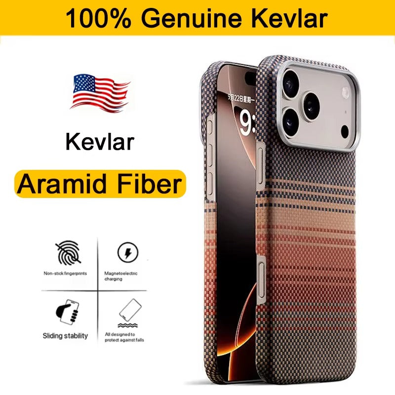 Premium iPhone Case — 100% Kevlar Aramid Carbon Fiber MagSafe Cover with Ultra-Thin Full-Coverage Protection, Matte Anti-Scratch Finish & Raised Screen/Lens Guards
