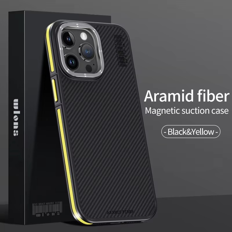 Premium iPhone Case — 600D Kevlar Series Magnetic Cover with Metal Camera Ring, Shockproof Half-Wrapped PC+TPU Design & MagSafe Compatibility