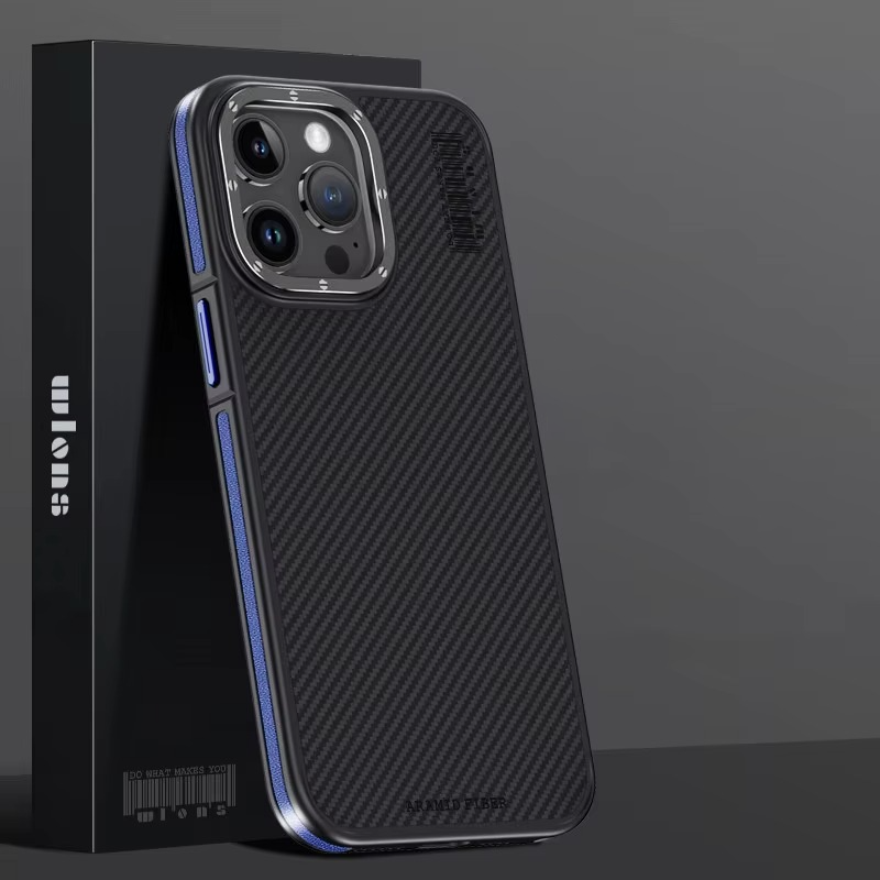 Premium iPhone Case — 600D Kevlar Series Magnetic Cover with Metal Camera Ring, Shockproof Half-Wrapped PC+TPU Design & MagSafe Compatibility