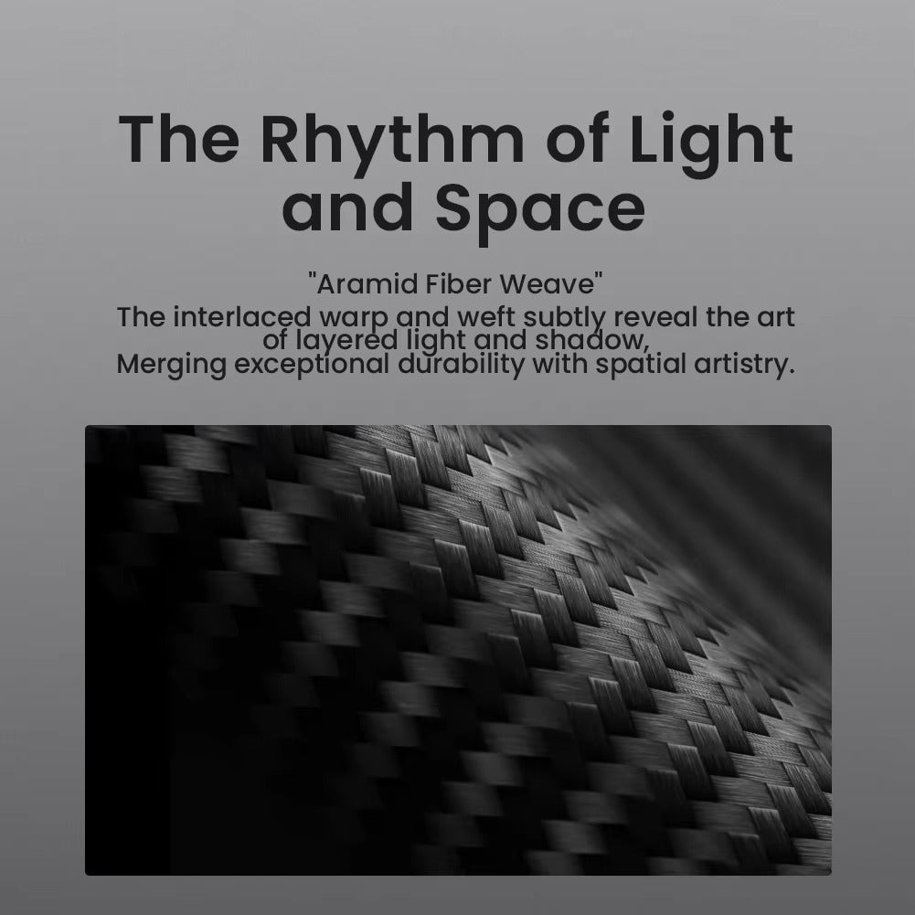 Premium iPhone Case — Aramid Fiber Kevlar 600D Half-Wrapped Cover with MagSafe, Invisible Camera Ring Stand, Shockproof Anti-Fingerprint Design