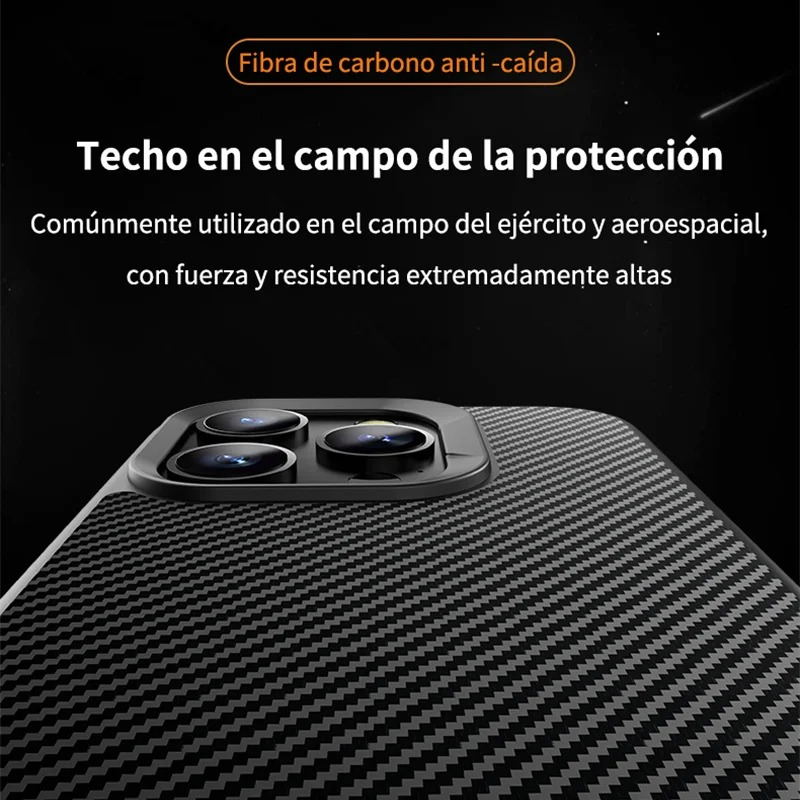 Premium iPhone Case — Carbon Fiber Full-Coverage Cover with Magnetic Stand, Removable Lens Protector, Anti-Fingerprint Shockproof PC+TPU Design & MagSafe Compatibility