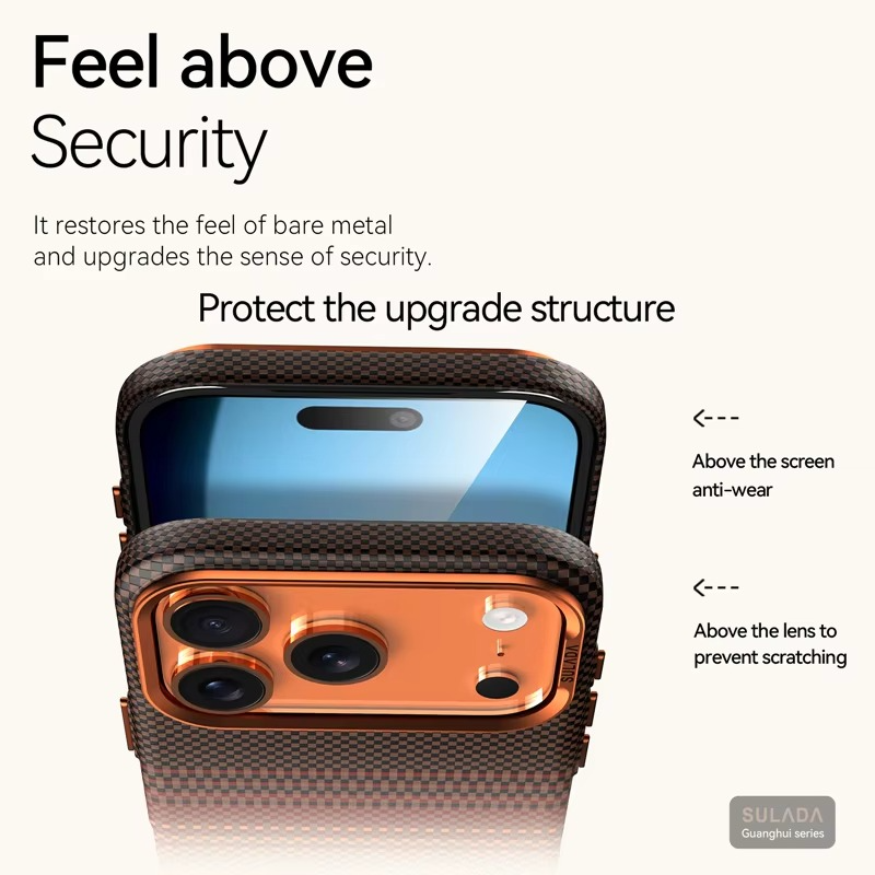 Premium iPhone Case — Carbon Fiber Pattern MagSafe Cover with Kevlar-Style Shockproof PC Hard Protection & Magnetic Alignment Design