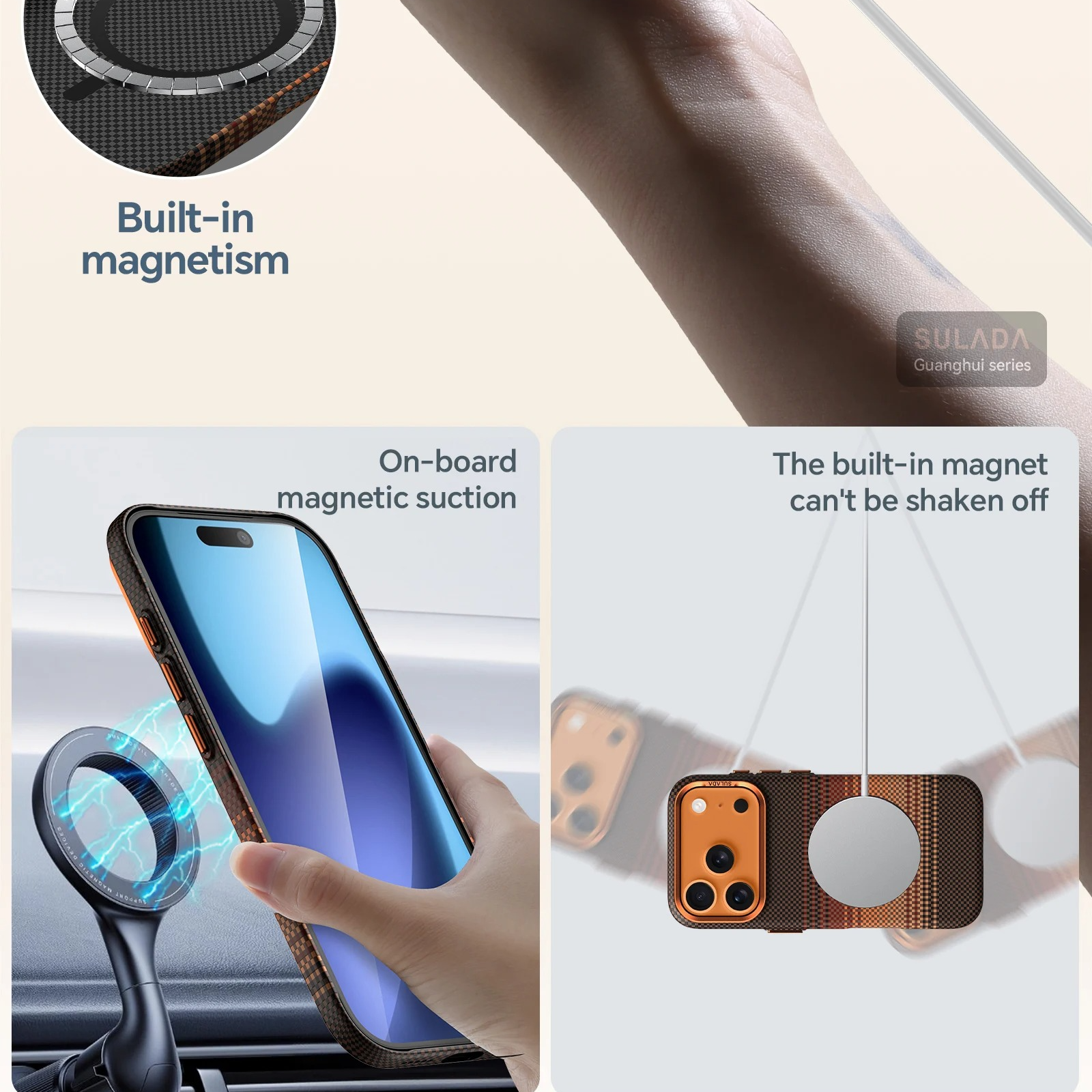 Premium iPhone Case — Carbon Fiber Pattern MagSafe Cover with Kevlar-Style Shockproof PC Hard Protection & Magnetic Alignment Design