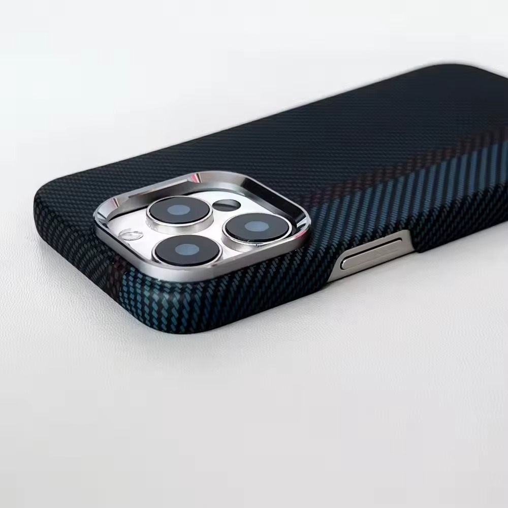 Premium iPhone Case — Carbon Fiber Texture Magnetic Cover with MagSafe Charging Support, Shock-Absorbing PC+TPU Hybrid Half-Wrapped Design
