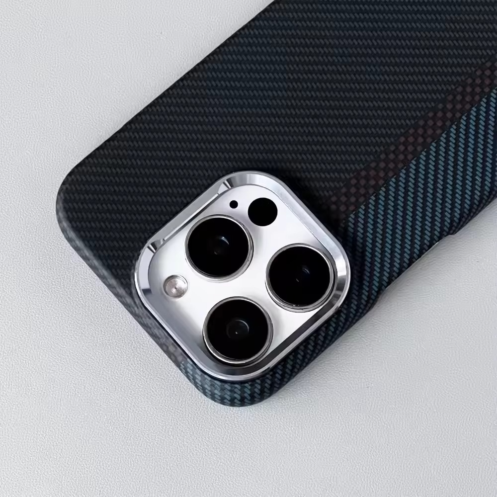 Premium iPhone Case — Carbon Fiber Texture Magnetic Cover with MagSafe Charging Support, Shock-Absorbing PC+TPU Hybrid Half-Wrapped Design