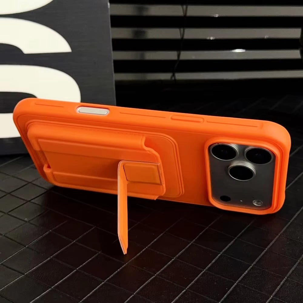 Premium iPhone Case — Card Holder Leather Cover with Camera Lens Protection, Kickstand, Shockproof Plastic + Aluminum Design, Full Protection