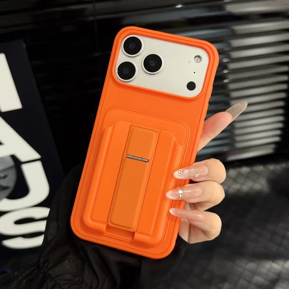 Premium iPhone Case — Card Holder Leather Cover with Camera Lens Protection, Kickstand, Shockproof Plastic + Aluminum Design, Full Protection