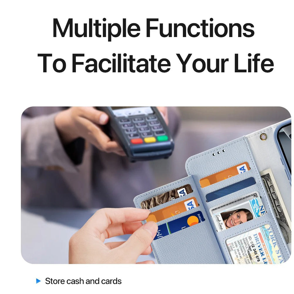 Premium iPhone Case — Cow Leather Detachable Magnetic Wallet Cover with Card Slots, Shockproof Drop Protection, Wireless-Charging Support & Lanyard Option