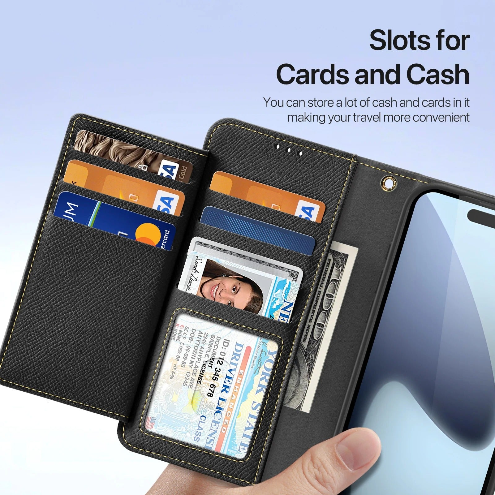 Premium iPhone Case — Cow Leather Detachable Magnetic Wallet Cover with Card Slots, Shockproof Drop Protection, Wireless-Charging Support & Lanyard Option