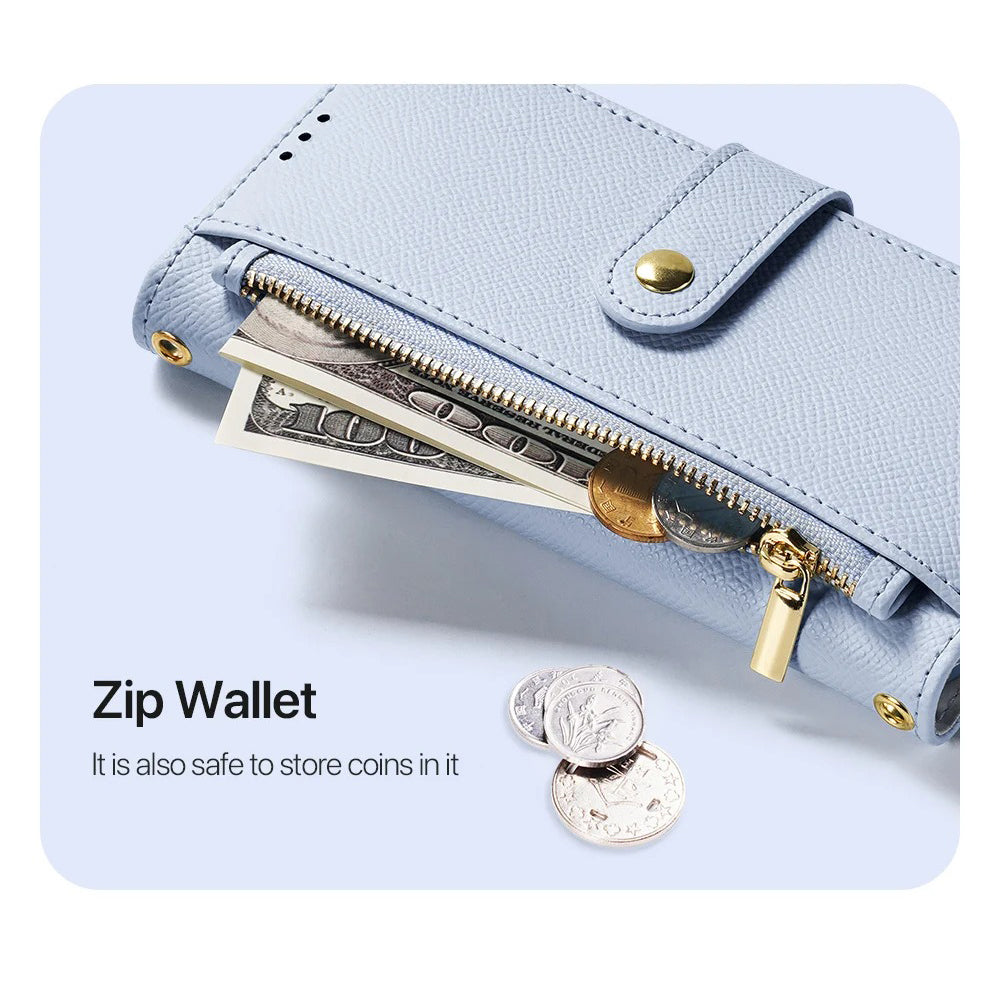 Premium iPhone Case — Cow Leather Detachable Magnetic Wallet Cover with Card Slots, Shockproof Drop Protection, Wireless-Charging Support & Lanyard Option