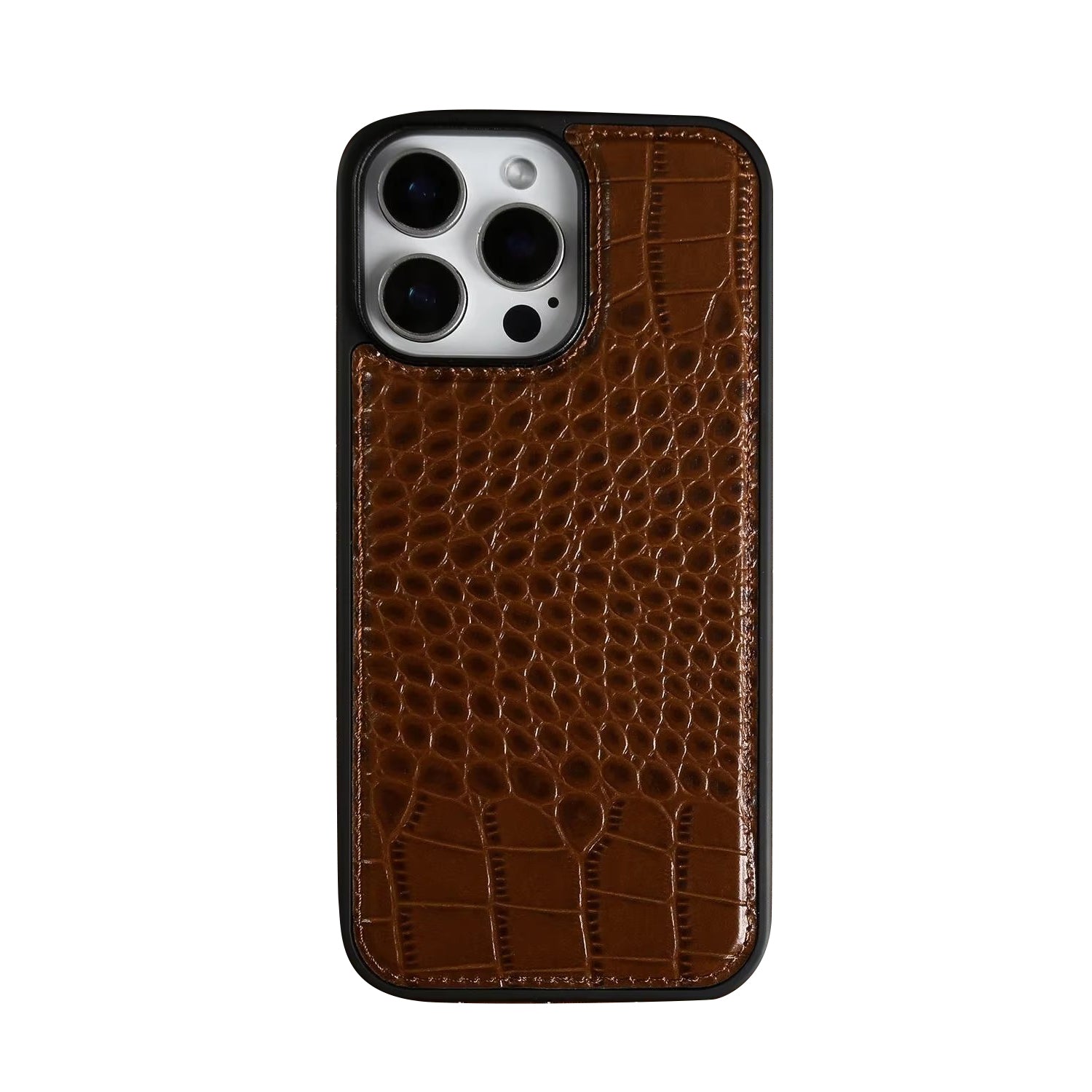 Premium iPhone Case — Crocodile-Pattern Genuine Cowhide Leather Cover with Shockproof TPU Protection, Anti-Fingerprint Finish and Raised Camera Lips