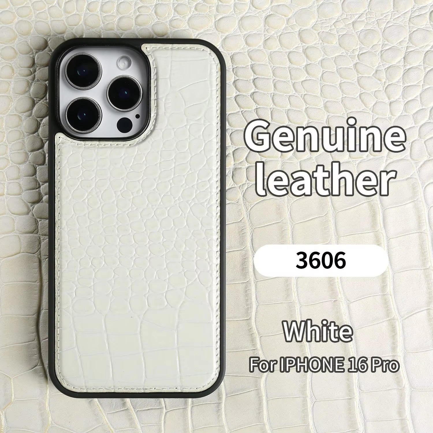 Premium iPhone Case — Crocodile-Pattern Genuine Cowhide Leather Cover with Shockproof TPU Protection, Anti-Fingerprint Finish and Raised Camera Lips