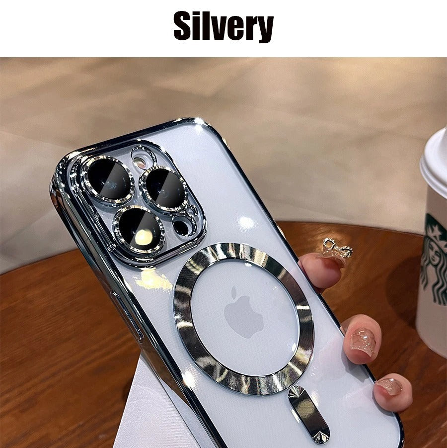 Premium iPhone Case — Desert Gold Clear Magsafe Design, Soft Silicone Cover, Magnetic, Shockproof, Anti-Fingerprint, Anti-Scratch, Dustproof, Lens Protection