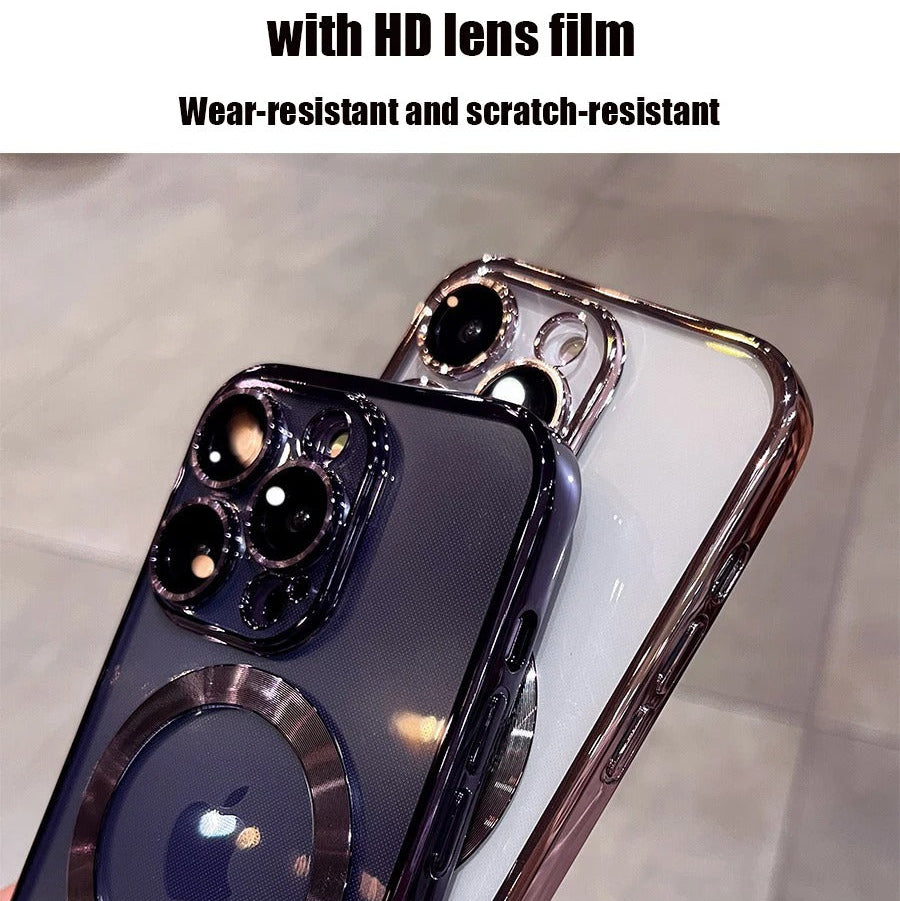 Premium iPhone Case — Desert Gold Clear Magsafe Design, Soft Silicone Cover, Magnetic, Shockproof, Anti-Fingerprint, Anti-Scratch, Dustproof, Lens Protection