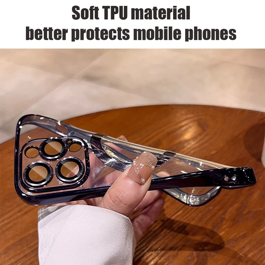 Premium iPhone Case — Desert Gold Clear Magsafe Design, Soft Silicone Cover, Magnetic, Shockproof, Anti-Fingerprint, Anti-Scratch, Dustproof, Lens Protection