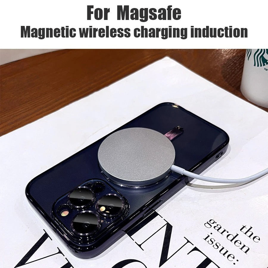 Premium iPhone Case — Desert Gold Clear Magsafe Design, Soft Silicone Cover, Magnetic, Shockproof, Anti-Fingerprint, Anti-Scratch, Dustproof, Lens Protection