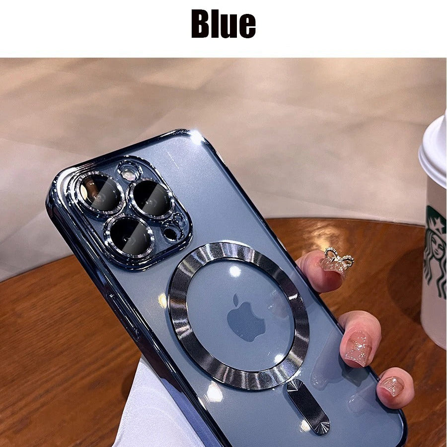 Premium iPhone Case — Desert Gold Clear Magsafe Design, Soft Silicone Cover, Magnetic, Shockproof, Anti-Fingerprint, Anti-Scratch, Dustproof, Lens Protection