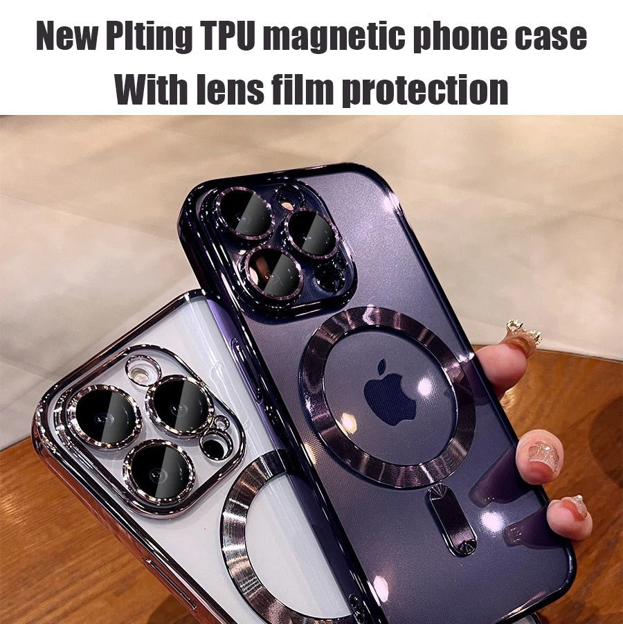 Premium iPhone Case — Desert Gold Clear Magsafe Design, Soft Silicone Cover, Magnetic, Shockproof, Anti-Fingerprint, Anti-Scratch, Dustproof, Lens Protection