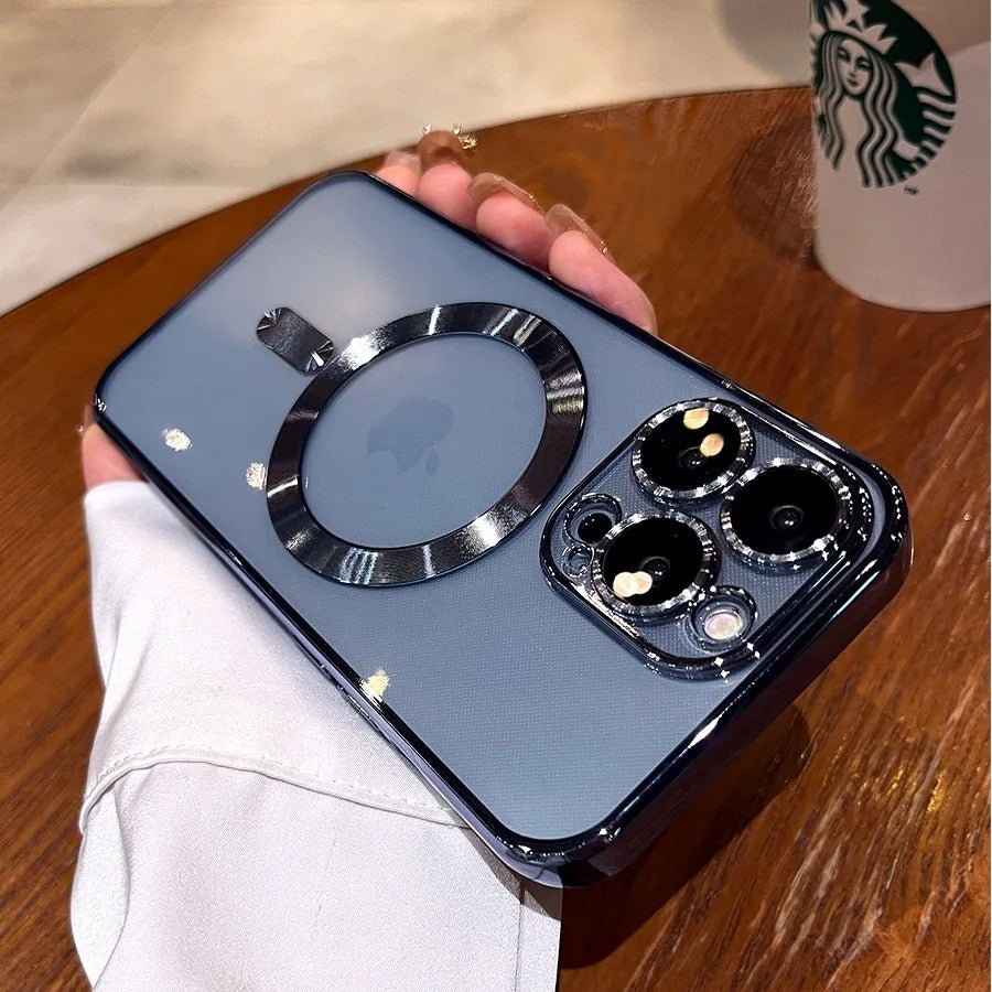 Premium iPhone Case — Desert Gold Clear Magsafe Design, Soft Silicone Cover, Magnetic, Shockproof, Anti-Fingerprint, Anti-Scratch, Dustproof, Lens Protection