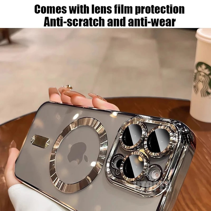 Premium iPhone Case — Desert Gold Clear Magsafe Design, Soft Silicone Cover, Magnetic, Shockproof, Anti-Fingerprint, Anti-Scratch, Dustproof, Lens Protection