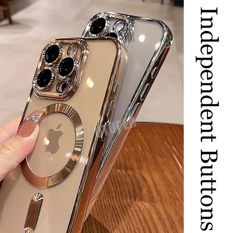 Premium iPhone Case — Desert Gold Clear Magsafe Design, Soft Silicone Cover, Magnetic, Shockproof, Anti-Fingerprint, Anti-Scratch, Dustproof, Lens Protection