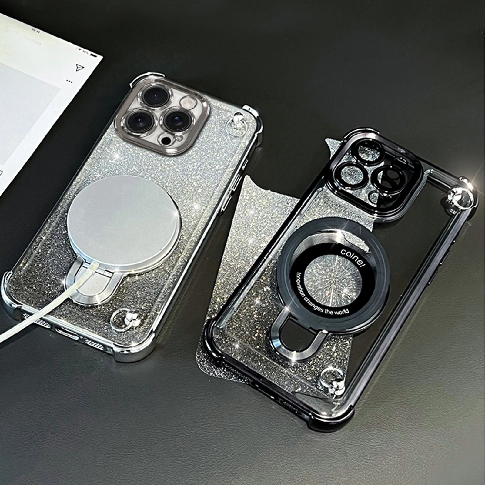 Premium iPhone Case — Four-Corner Anti-Drop TPU Cover with Wireless Charging Holder, Shockproof Lanyard Design & Half-Wrapped Protection