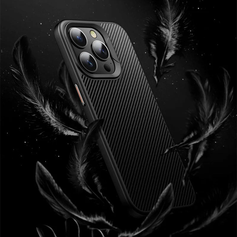 Premium iPhone Case — Kevlar Carbon Fiber Magnetic Cover with Shockproof Anti-Fingerprint Anti-Scratch Protection, Non-Slip Waterproof Design