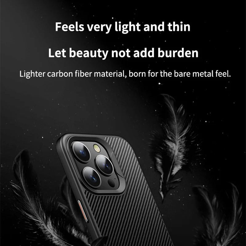 Premium iPhone Case — Kevlar Carbon Fiber Magnetic Cover with Shockproof Anti-Fingerprint Anti-Scratch Protection, Non-Slip Waterproof Design