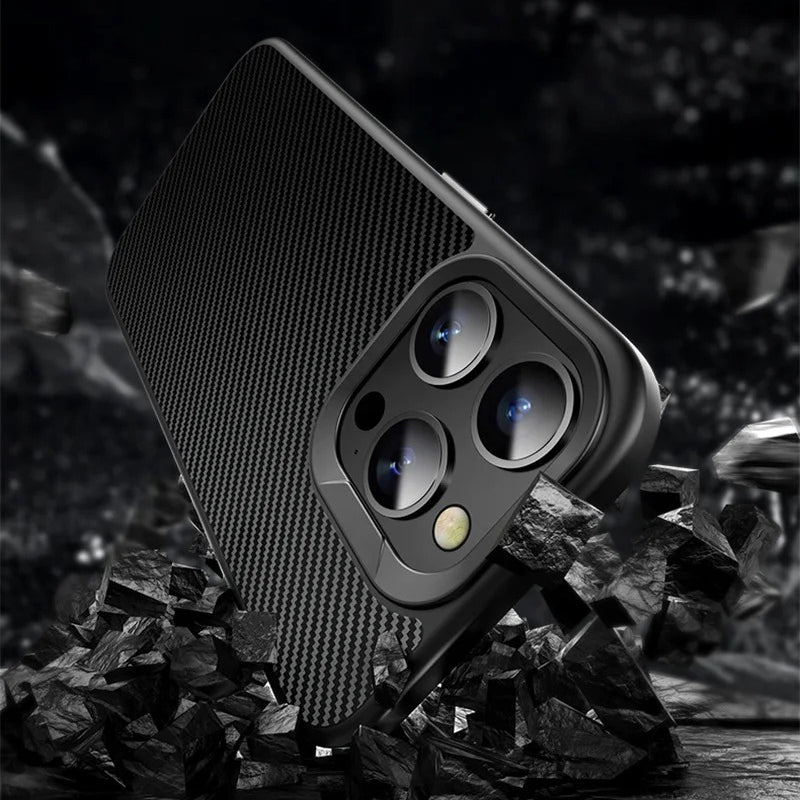 Premium iPhone Case — Kevlar Carbon Fiber Magnetic Cover with Shockproof Anti-Fingerprint Anti-Scratch Protection, Non-Slip Waterproof Design