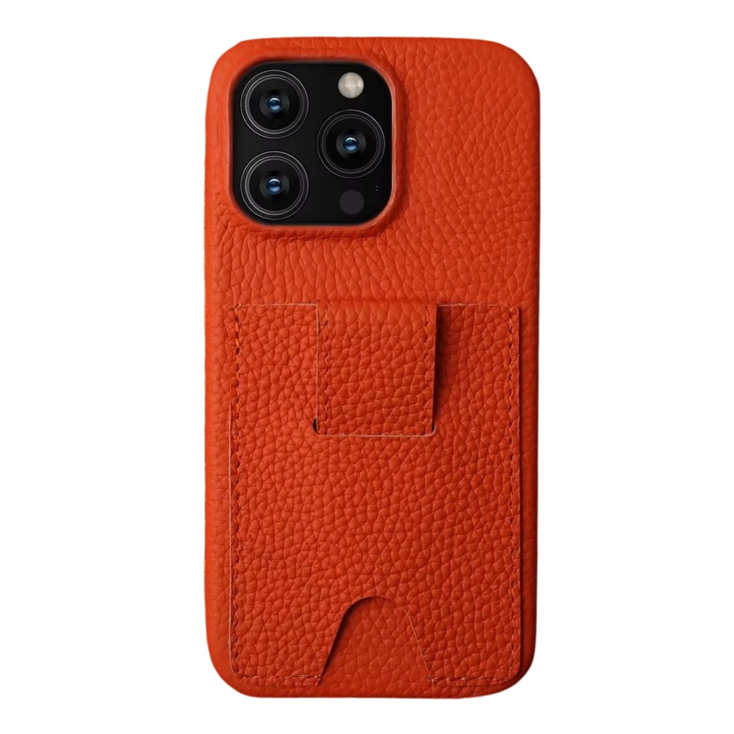 Premium iPhone Case — Genuine Cowhide Leather Cover with Card Holder Slot, Slim Shockproof PC Back and Anti-Fingerprint Non-Slip Design