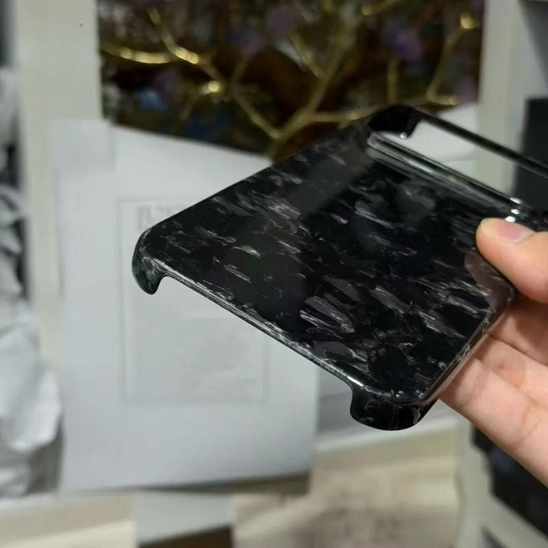 Premium iPhone Case — Genuine Forged Carbon Fiber Lightweight Cover with Anti-Fingerprint Non-Slip Surface & Tough Slim Business Protection